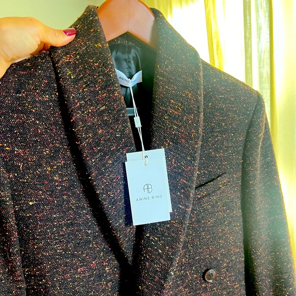 ANINE BING bouclé tweed double breasted cropped blazer Size Medium - Picture 2 of 8